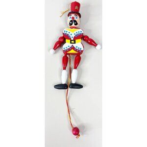 VTG Christmas Pull String Jumping Jack Toy Puppet Nutcracker Wood Ornament EUC